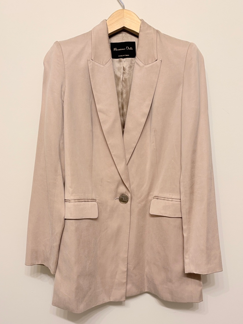 Massimo dutti beige cupro blazer sz 2 preloved